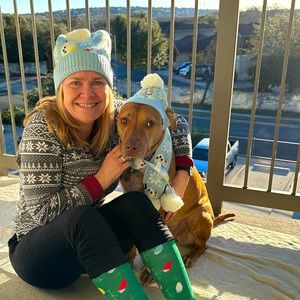Matching Doggie & Daddy (or mommy) Winter Hats and a doggie scarf!